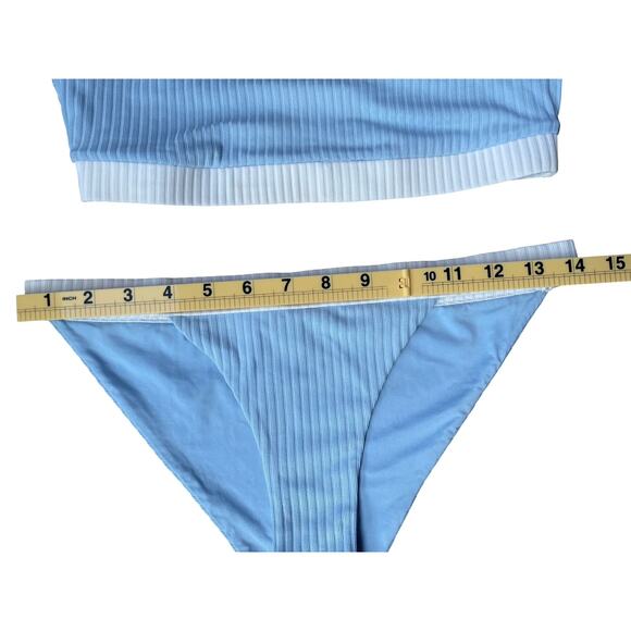 Onia Airy Blue & White Ribbed Bikini Set – Size Small - Picture 10 of 12